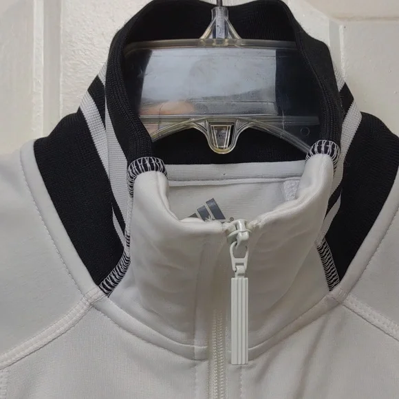 Adidas Women's Full Zip LS Stand Collar Snap HandWarmer Pockets Track Jacket Vtg - Picture 12 of 16
